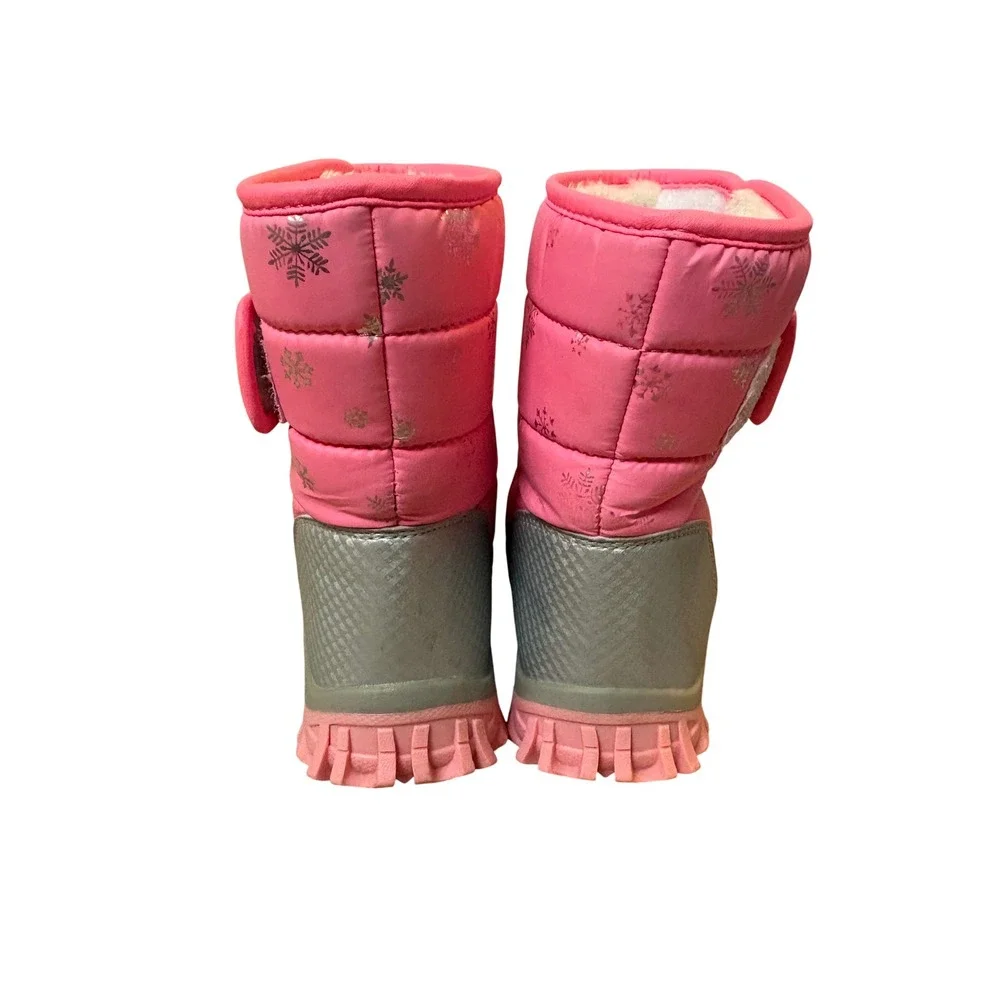 COGA Girls Pink Snowflake Winter Snow Ski Boots Faux‎ Fur Lined Size 1.5Y